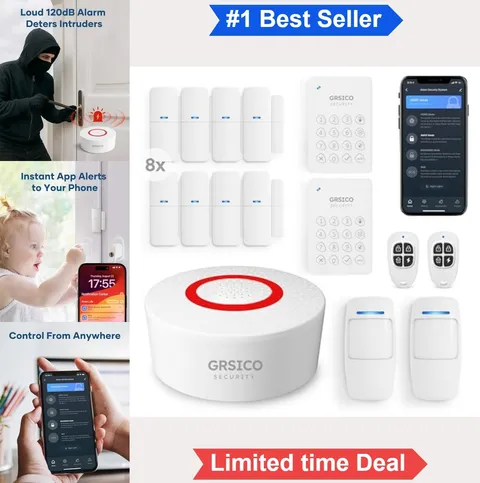 Wireless Home Alarm System 15 Piece WiFi Security Kit Phone App Alert Siren