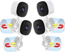 2K Magnetic Security Camera for Home, Night Vision, Compact Pet Camera with Phon