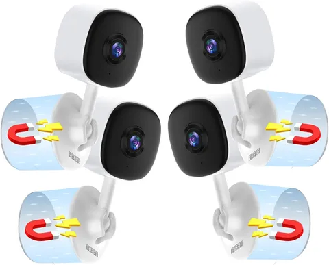 2K Magnetic Security Camera for Home, Night Vision, Compact Pet Camera with Phon