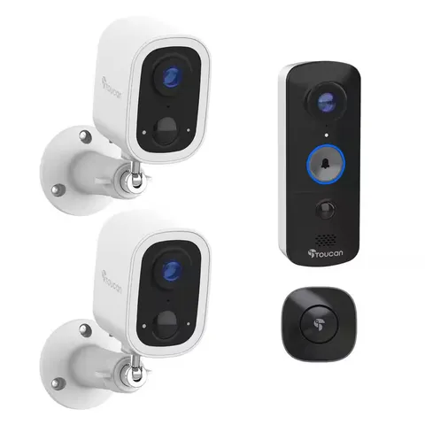 S4 Wireless Battery Operated Li-Ion 2K Security Camera 2-Pack with V3 Wireless 1