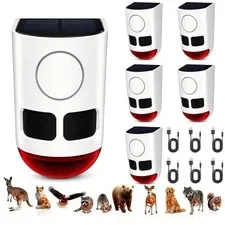 Solar Motion Sensor Alarm Outdoor 4 Working Mode Dog Barking Motion Activated...