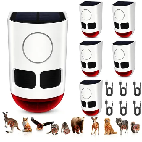 Solar Motion Sensor Alarm Outdoor 4 Working Mode Dog Barking Motion Activated...