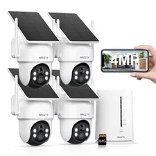 ARCCTV Wireless Solar Battery Powered Security Camera System WIFI IP 4MP 4CH NVR