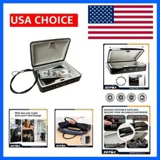 Water/Fire-Resistant Portable Security Case Lock Box Steel, Personal Travel S...