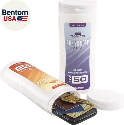 Sunscreen Diversion Safe Bottles 2 Pack - Safely Hides Your Valuables