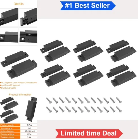6 Pcs Brown Wired Magnetic Door Window Contact Reed Switch NC Surface Mounted