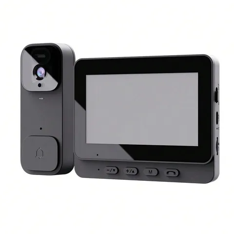 Wireless Door Peephole Camera No Plug No Drill Video Doorbell Black