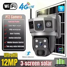 V380Pro Solar Camera 4G Sim Card Camera Triple Screen WiFi Network Security CCTV