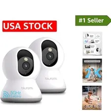 2-Pack 2K 5G Home Security Cameras with 360° PTZ & Alexa Compatibility