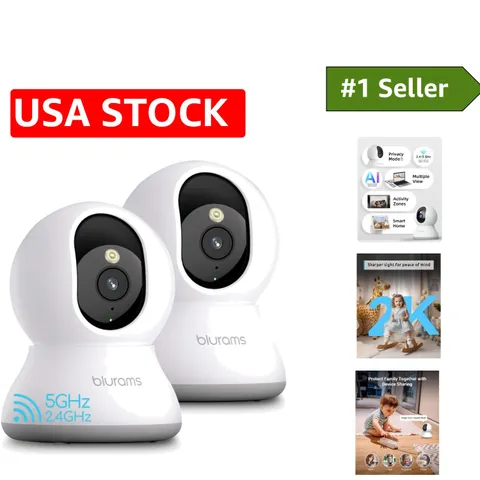 2-Pack 2K 5G Home Security Cameras with 360° PTZ & Alexa Compatibility