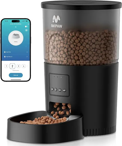 IMIPAW Automatic Cat Feeder, 5G WiFi Cat Food Dispenser with APP Remote