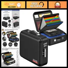 Fireproof Document Box with Lock | Waterproof Hard-Shell Organizer for Documents