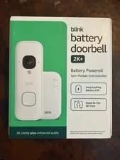 Blink - Battery White Doorbell 2K+ Sync Module Core Wireless video BRAND NEW