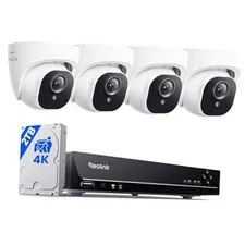 4K Security Camera System, 4pcs H.265 PoE Wired Turret Cameras with Person