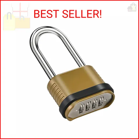 4 Digit Heavy Duty Combination Lock - 105mm Long Shackle Weatherproof Combinatio