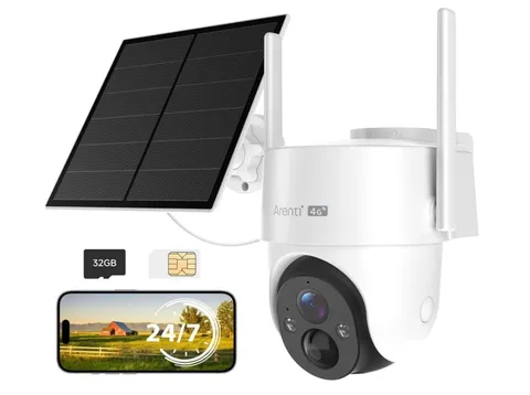 ARENTI 4G LTE Outdoor Cellular Solar Security Camera Wireless 360° PTZ Motion…