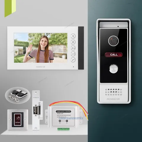 HOMSECUR 4 Wire HD Video Doorphone Entry Intercom Night Vision with Strike Lock