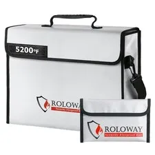 Fireproof Document Bag 5200℉ Heat Resistant, Large 15x12x5 Inch Cash & Safe Stor