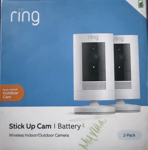 Ring Stick Up Cam Battery 2-Pack Wireless Wi-Fi Indoor/Outdoor 1080p White