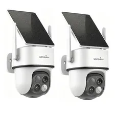2x Wansview Wireless Solar Outdoor Security Camera 360°PTZ Dual-Cam Night Vision
