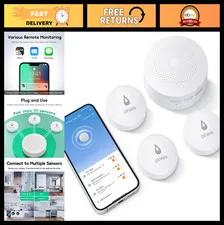 WiFi Water Leak Detector 3 Pack - 100dB Alarm, SMS & Email Alerts, 200M Range