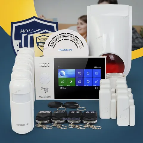 HOMSECUR Wireless WIFI 4G RFID LCD Burglar Intruder Alarm System
