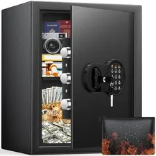 17.55'' Tall Safe Box, 3.2 Cuft Home Safe with Keys & Pass Code & Wall Mount ...