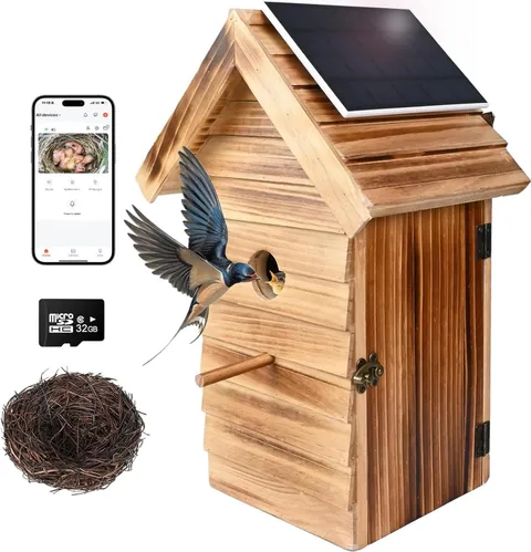 Smart Bird House with Camera, 2.4G Wifi & App Alerts, 160° Wide View 1080P HD Wi