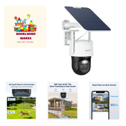 TrackMix 4K Dual-Lens PTZ Solar Security Camera - Color Night Vision, 360° View