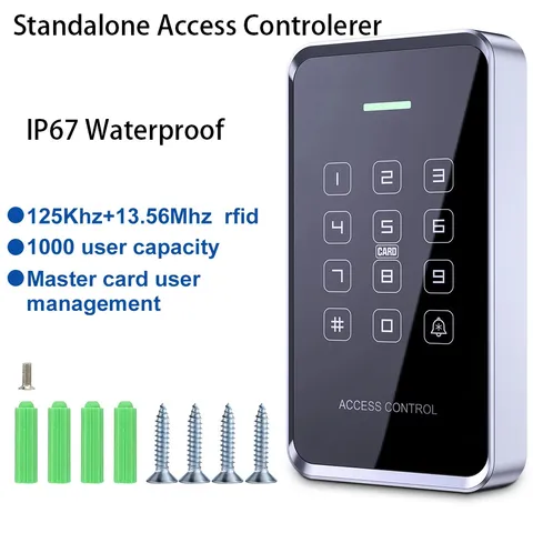 125Khz+13.56Mhz RFID Access Control Keypad 1000User Waterproof Backlight Touch