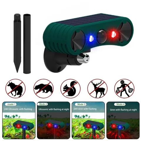 4 Modes Solar Outdoor Motion Sensor Alarm-129db Loud Siren Lamp Noise Maker 1PCS