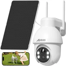 2K Solar Security Camera Wireless Outdoor, 360° Pan/Tilt Color Night Vision, PIR