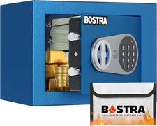 Botsa Fireproof Safe Box with Sensor Light, Fireproof Bag & Digital Keypad, Blue