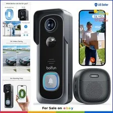Video Doorbell Wireless 2K HD No Subscription 166 Degree View Night Vision