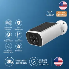 2.5K Solar Security Camera Outdoor Wireless WiFi PIR Motion Color Night Vision