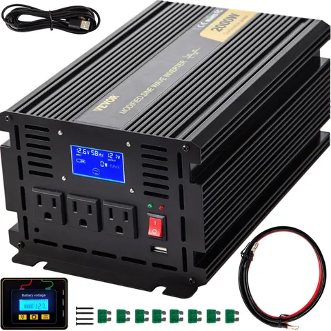 Power Inverter, 2000W Modified Sine Wave Inverter, DC 12V to AC 120V Car Convert