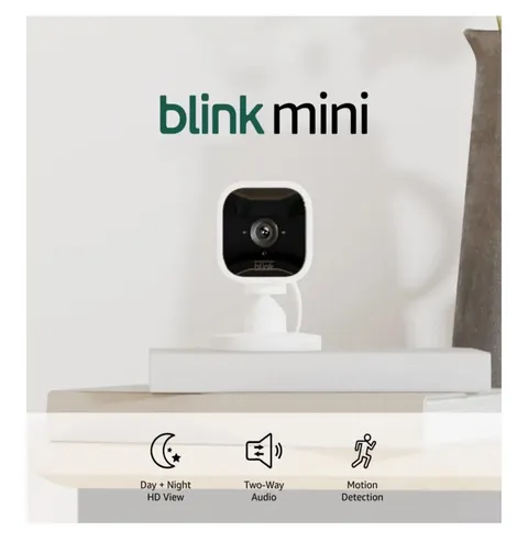Blink Mini - Compact indoor plug-in smart security camera, 1080p HD video