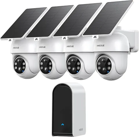 ANSQUE Security Cameras Wireless Outdoor 4 Kit Solar