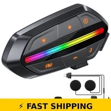 Wisdagaly Motorcycle Bluetooth Headset with RGB Lights & Noise Cancelling