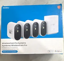AOSU WirelessCam Pro System 2K Wi-Fi HomeBase 4-Cam Night Vision Open Box