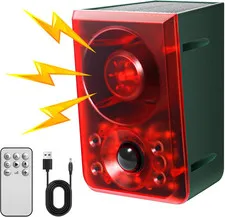 Solar Outdoor Motion Sensor Alarm - Dog Barking & Gunshot Sound, Support Recordi