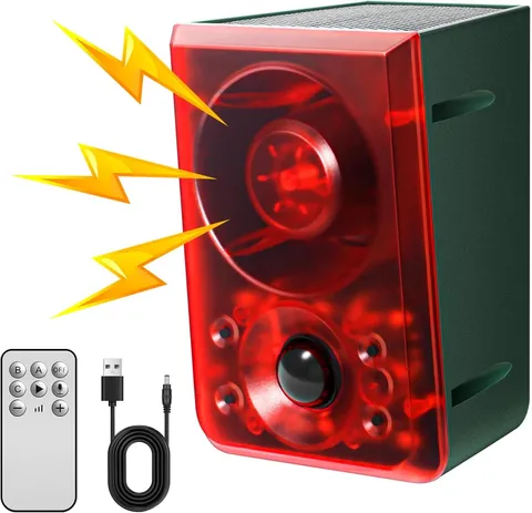 Solar Outdoor Motion Sensor Alarm - Dog Barking & Gunshot Sound, Support Recordi
