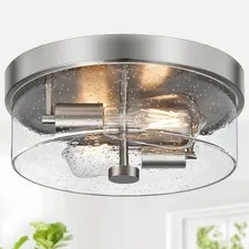 Flush Mount Ceiling Light Fixtures, 2-Light 12 Inch Brushed Nickel