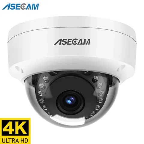 ASECAM 8MP 4K PoE IP Camera IK10 Vandal-Proof Outdoor Dome CCTV ONVIF
