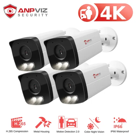1~4X Anpviz 4K 8MP Outdoor POE IP Security Camera Audio H.265 Color Night Vision