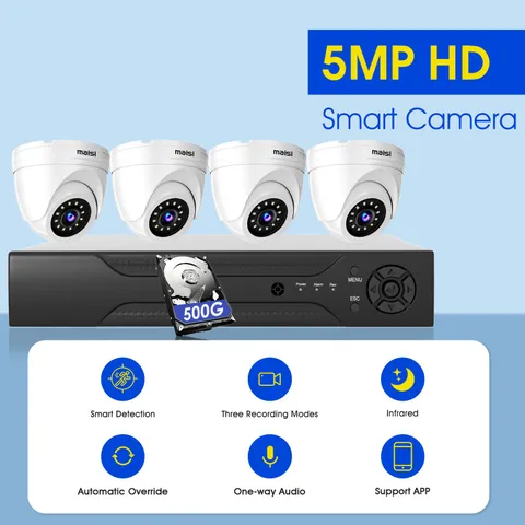 5MP HDMI 4CH CCTV DVR Outdoor IR Night Security Camera System With 500GB HDD