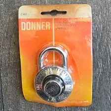 Vintage Donner C-60 3-Number Dial Combination Padlock NOS New Old Stock Sealed