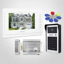 7inch Wired Video Door Phone Intercom System Electric Lock with Keys Included