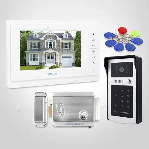 7inch Wired Video Door Phone Intercom System Electric Lock with Keys Included