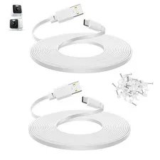 2 PCS 30 FT Flat Power Extension Cord For Wyze Duo Cam Pan Security Camera